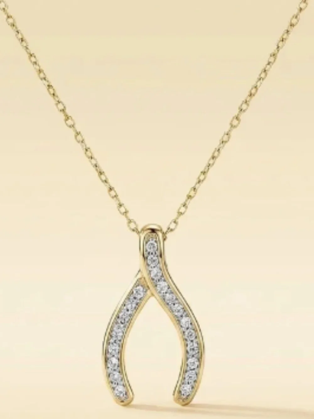 14K Yellow Gold Diamond Horseshoe Pendant Necklace